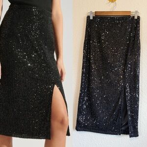 Sans Souci Black Sequin Pencil Skirt-Size M- NWOT